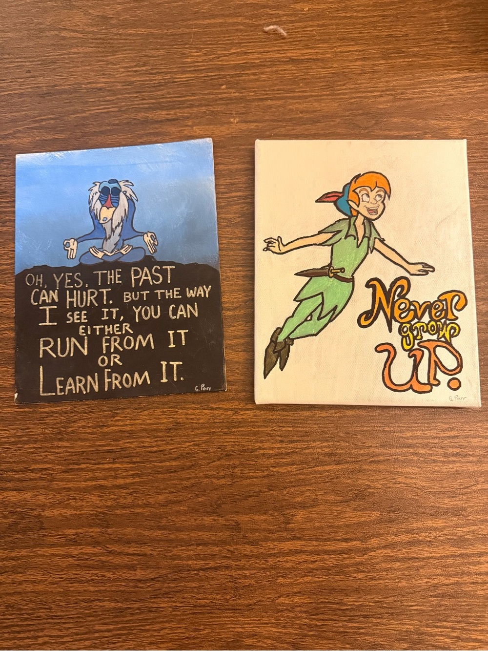 Hand-Painted Peter Pan & Rafiki Wall Art Set - Green and Blue